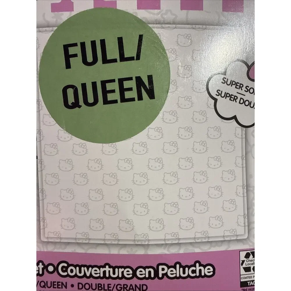 Hello Kitty Throw Blanket White Gray Grey Face Queen Super Soft 2024 Sanrio